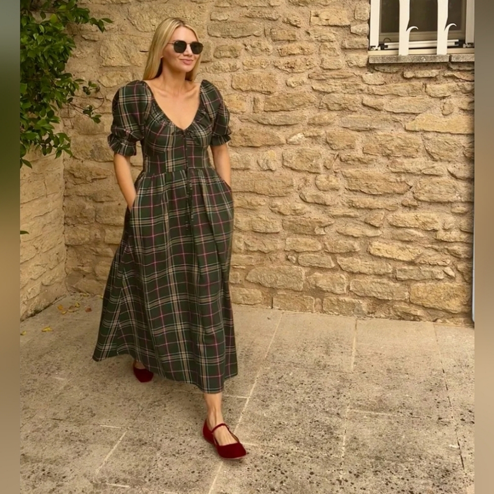 Hill House Home Ophelia Dress in Juniper Tartan